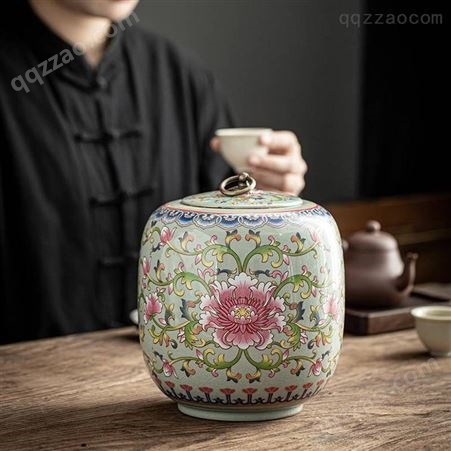 大号陶瓷茶叶罐罐子白茶单罐礼盒装 珐琅彩储存密封罐普洱收藏罐