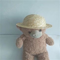 小布娃娃玩具帽平顶可折叠草帽蕾丝绑带蝴蝶结装饰帽子可爱卡通帽