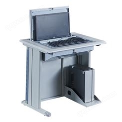 台式钢木翻转电脑桌单双人隐藏显示器翻盖桌微机电教室学生培训桌