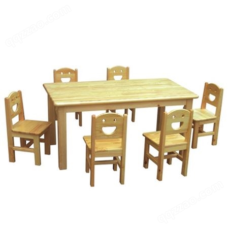 幼儿园实木桌椅儿童学习桌绘画桌椅早教中心儿童橡木桌笑脸椅