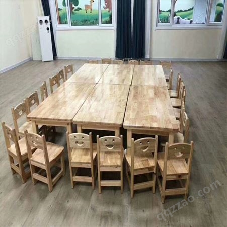 幼儿园实木桌椅套装 托管班学习绘画长方形橡木桌室内桌子椅子