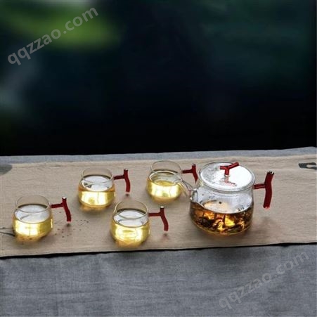 高硼硅耐热茶具套装玻璃茶壶+4个茶杯礼盒套装