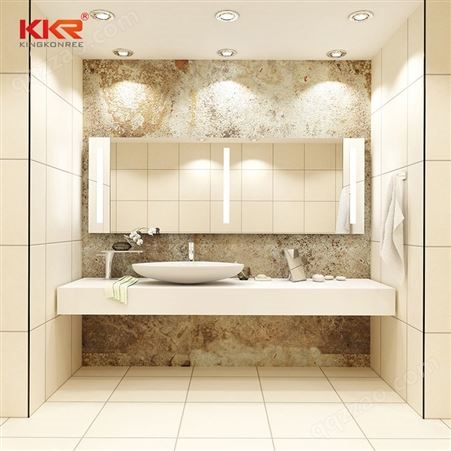 KKR 人造石一体挂墙浴室长盆 可定制商业场所洗手间易清洁洗手盆