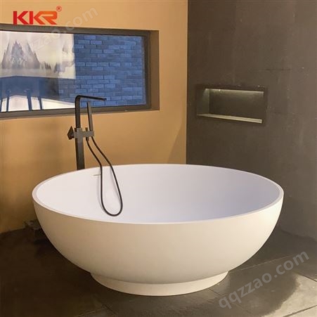 白色哑光人造石浴缸 酒店工程家用独立浴缸 人造石材可定制贴牌