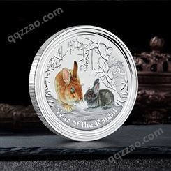 纪念币定制 兔子镜面币定做 贺岁系列兔年纪念章