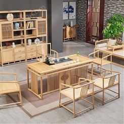 新中式实木茶桌椅组合现代简茶间茶桌白蜡木禅意办公室茶台