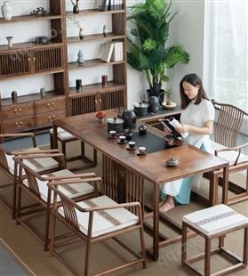 新中式茶桌椅组合实木泡茶台原木办公室禅意茶室家具