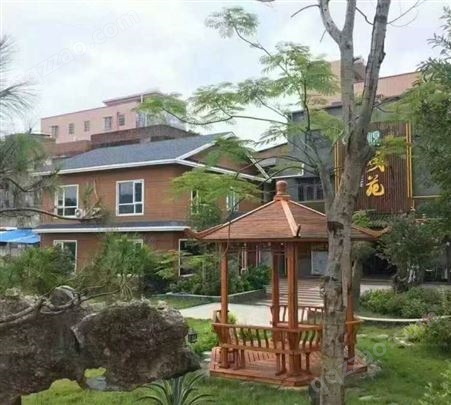 别墅花园防腐木地板 私家花园绿化景观园林设计 实木凉亭