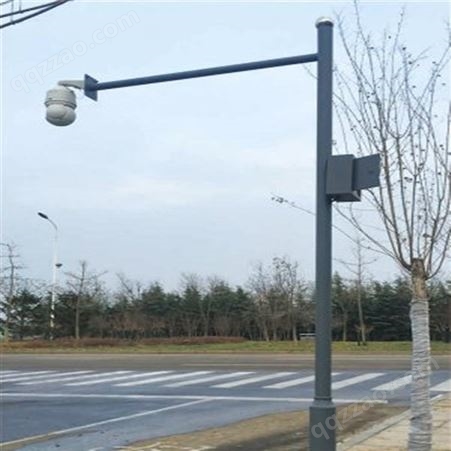 希科 道路交通八角监控杆 不锈钢3.5米9米八棱挑臂卡扣监控立杆柱