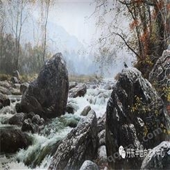 朝鲜画 朝鲜油画价格 金贤（功勋艺术家）《奔流不息》169x77