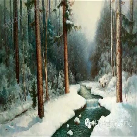 朝鲜画 朝鲜油画价格 李元哲（功勋艺术家）《青松白雪》150x80
