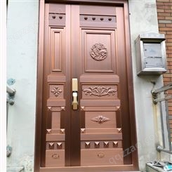 铜大门 别墅不锈钢镀铜进户门 纯铜对开中式 尺寸定做
