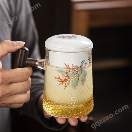 茶水分离泡茶杯带盖过滤水杯个人专用茶道杯logo一件代发