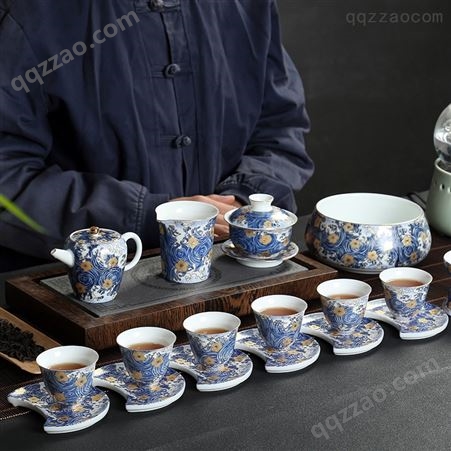 三才盖碗珐琅彩陶瓷家用 简约茶壶茶杯公道杯 泡茶功夫茶具
