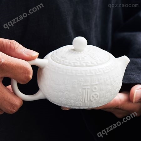 白瓷龙凤杯 羊脂玉茶壶 茶具陶瓷主人品茗杯 功夫茶杯代发