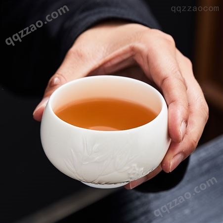 白瓷龙凤杯 羊脂玉茶壶 茶具陶瓷主人品茗杯 功夫茶杯代发